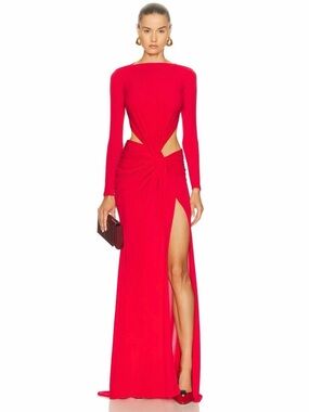 Alex Perry Long Sleeve Twist Gown in Red | Size US 4/ UK 8 | $2,100 MSRP